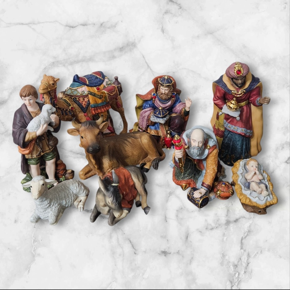 Kirkland Christmas Nativity Set Three Wise Man Camel Jesus Lamb Large Figures
